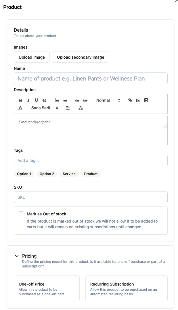 Add product screenshot